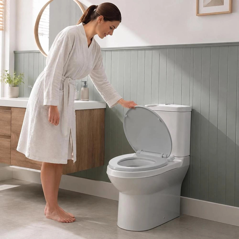Toilet Seat With Soft-close Mechanism, Light Grey, Oval