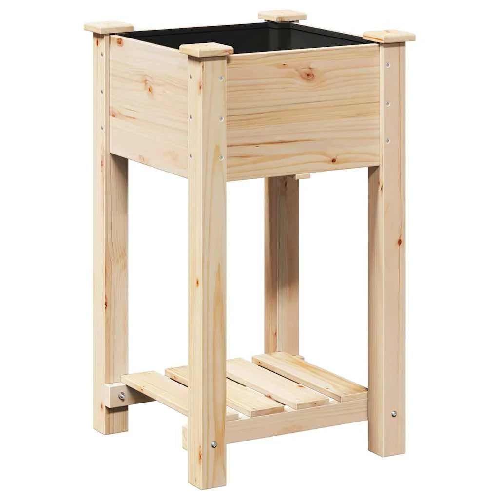 Fioriera da giardino con pratico ripiano rettangolare per esterni 45 x 45 x 76,5 cm legno di abete beige 02_0058848