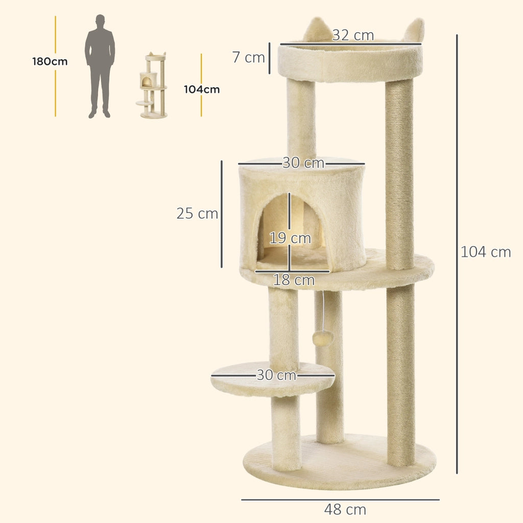 Tiragraffi per Gatti con Cuccia e Piattaforma ¨C zephmum ¨C 104 cm, Bianco