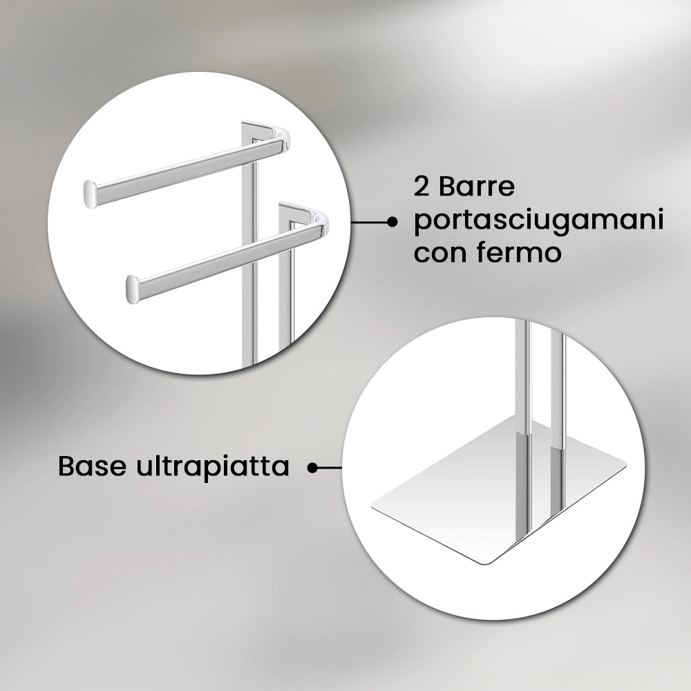 Piantana portasciugamani da appoggio in acciaio cromato Fusion
