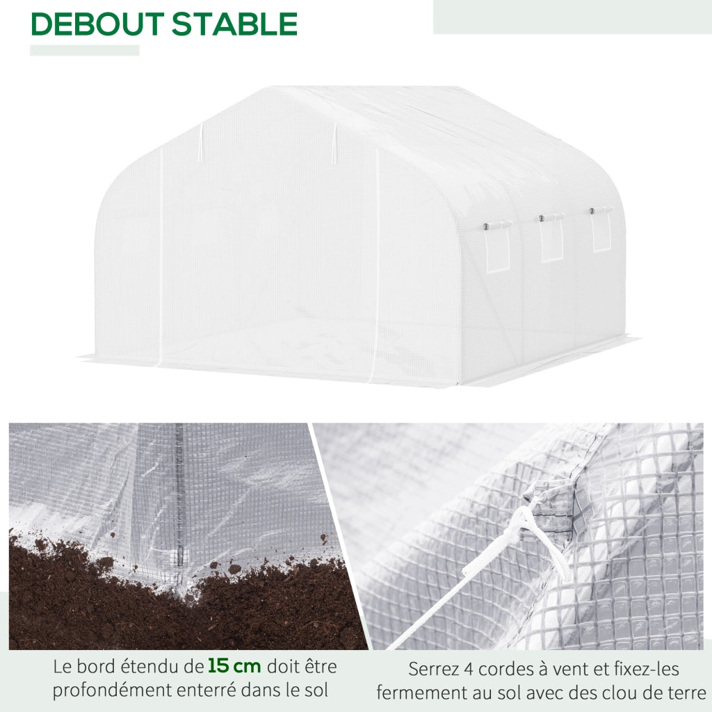 Serra Tunnel da Giardino ¨C zephmum ¨C Bianco Acciaio Galvanizzato 3.5x3x2 m