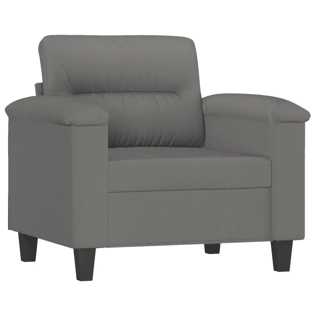 Set Divani 3 pz con Cuscini Grigio Scuro in Tessuto Microfibra 3202292