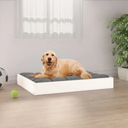 Cuccia per Cani Bianca 71,5x54x9 cm in Legno Massello di Pino 820857