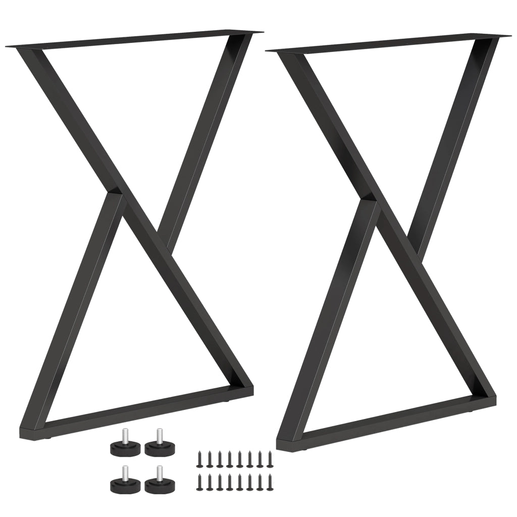 GAMBE TAVOLO X 60 x 72 cm Acciaio Nero Set da 2 pezzi