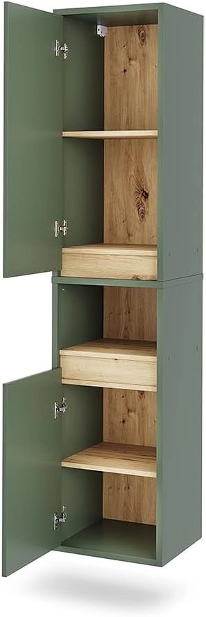 Armadio per il bagno Viola, Verde/Artigianale, 38 x 170 cm con 2 porte