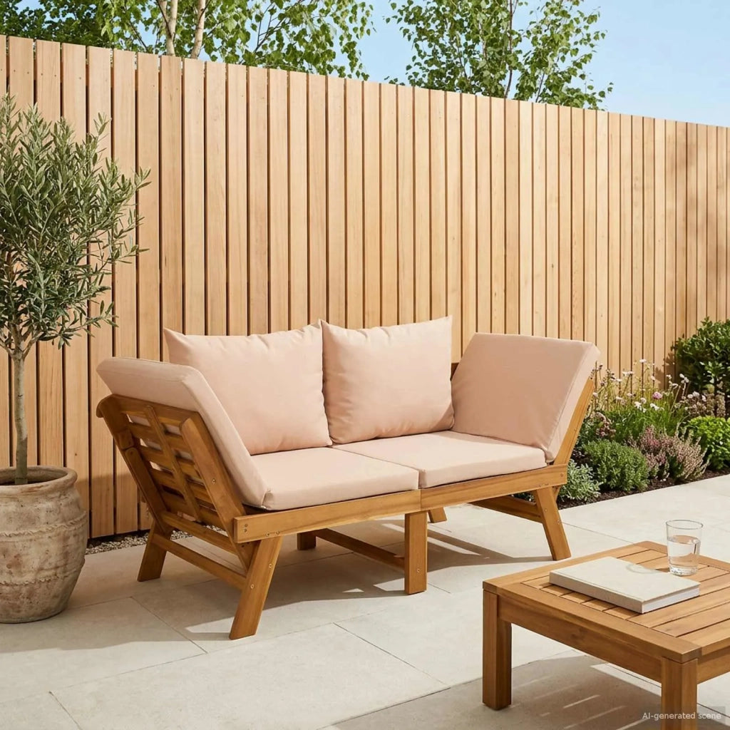 Panchina da giardino 3 in 1 con cuscini Naturale 42027061