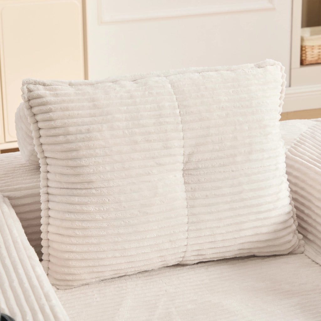 Divano letto modulare 2 posti - con tasche laterali e portabicchieri - in cord beige