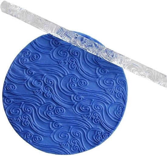 Rotolo Acrilico con Disegno a Onda per Decorazione di Torta - Utensile da Cucina - 16 x 1 cm - Materiale Resistente