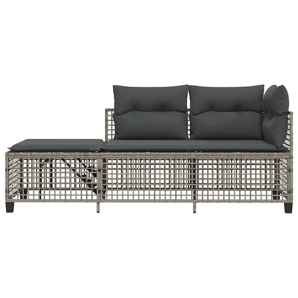 Divani da Giardino ad Angolo 3 pz | Set Salotto da Giardino Cuscini Grigio in Polyrattan