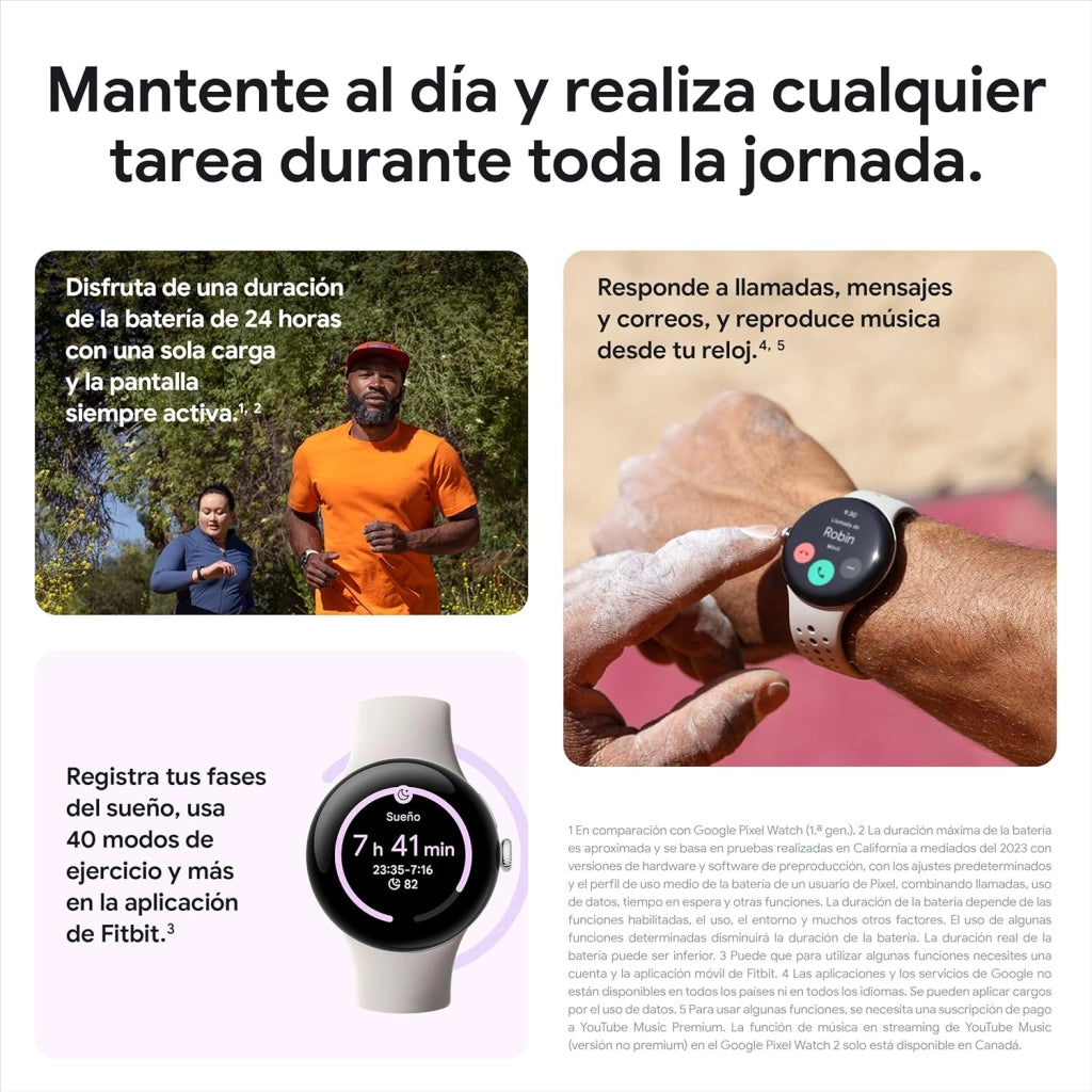 Google Pixel Watch 2 con cardiofrequenzimetro Fitbit, gestione dello stress e sicurezza, smart watch Android, cassa in alluminio nero opaco, ossidiana, WiFi (rinnovato)