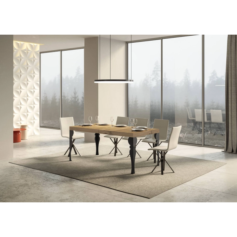 Tavolo allungabile 90x160/420 cm Paxon telaio Antracite - Quercia Natura