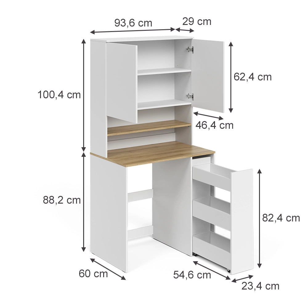 Armadio per lavatrice Viktor Bianco/Rovere artigianale 93.6 x 88.2 cm 2 parti con ripiano Vicco