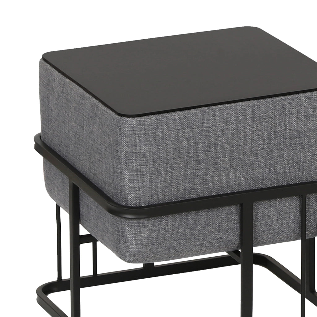 Set 2 Pouf TAS Reversibili Impilabili Seduta Imbottita e Piano Rigido Rettangolare 38x38x38 cm Grigio Scuro [en.casa]