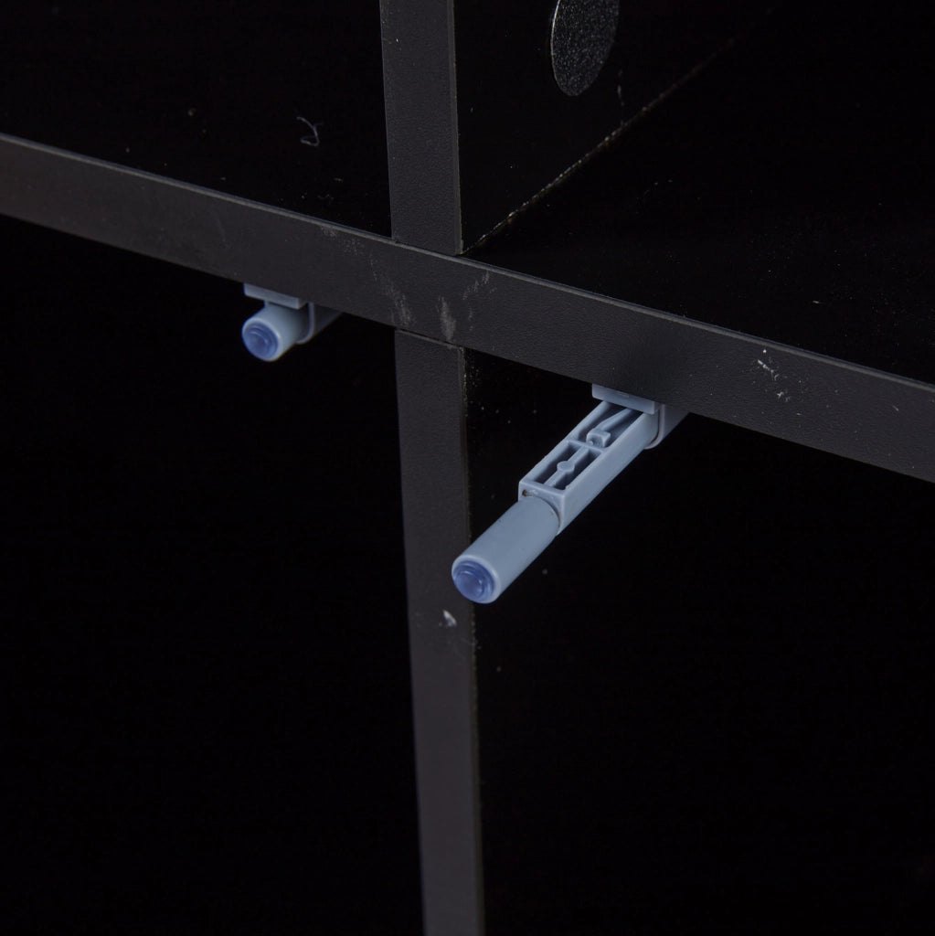 Vetrina in vetro 74x31x180 cm nera e rovere con LED per libri e oggetti