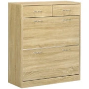 Mobile Scarpiera in Truciolato con 2 Ripiani Interni Regolabili e 2 Cassetti, 80x30x91.5 cm