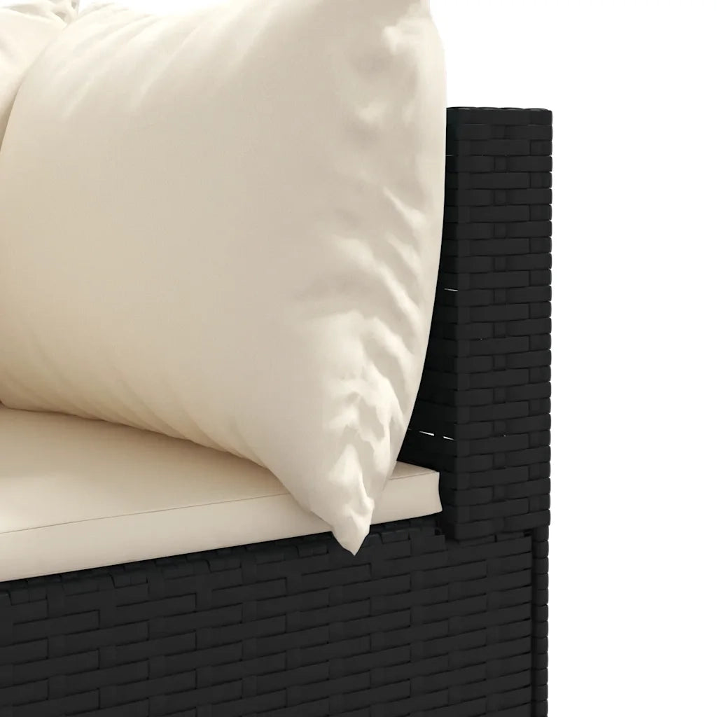 Set Mobili da Giardino 6 pz con Cuscini in Polyrattan Nero