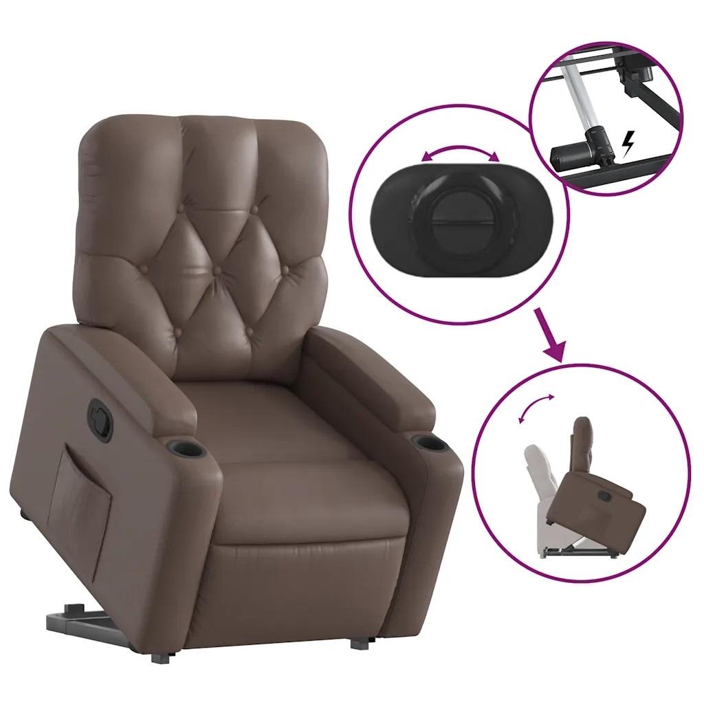 Poltrona Alzapersona Reclinabile Marrone in Similpelle 3204774