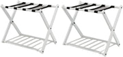 2 Pz di Portavaligia Pieghevole, Portata 70 kg, a 2 Ripiani, con Scarpiera, Struttura in Ferro, Multiuso Salvaspazio, Ideale per Viaggio e Hotel, 63,5x44x67 cm, 2 Colori