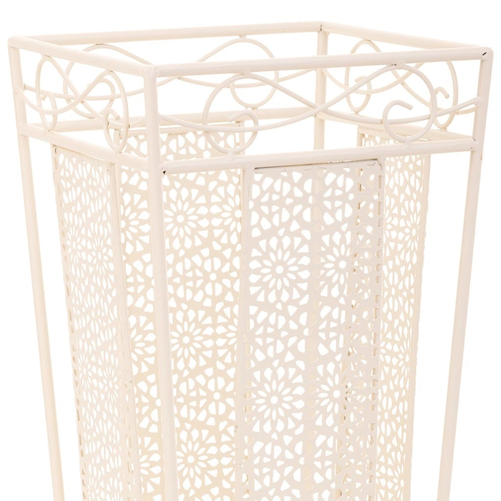 Portaombrelli quadrato in ferro battuto bianco 24x24x45h cm