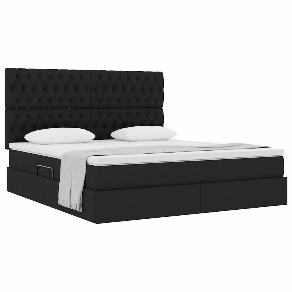 Letto con contenitore e materasso Nero 160 x 200 cm Poliestere 3371855
