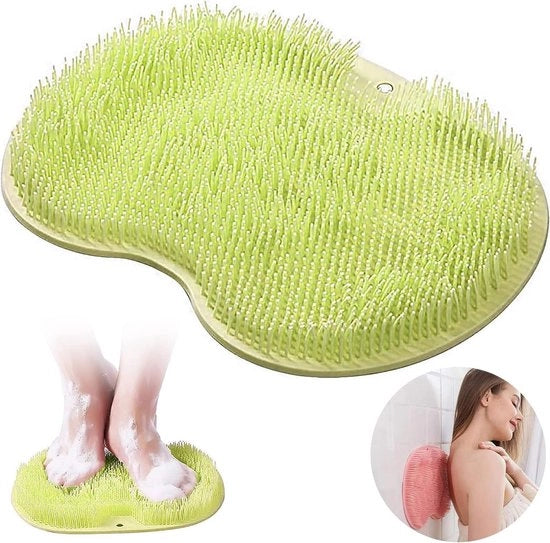 Panno di massaggi in silicone - pulitore di pavimento antiscivolo con bocchini - apparecchio di peeling per la schiena - verde