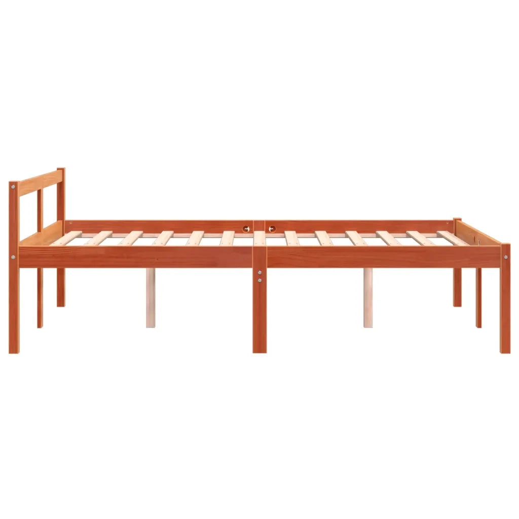 Letto per Anziani Marrone Cera 140x200cm Legno Massello di Pino 844158