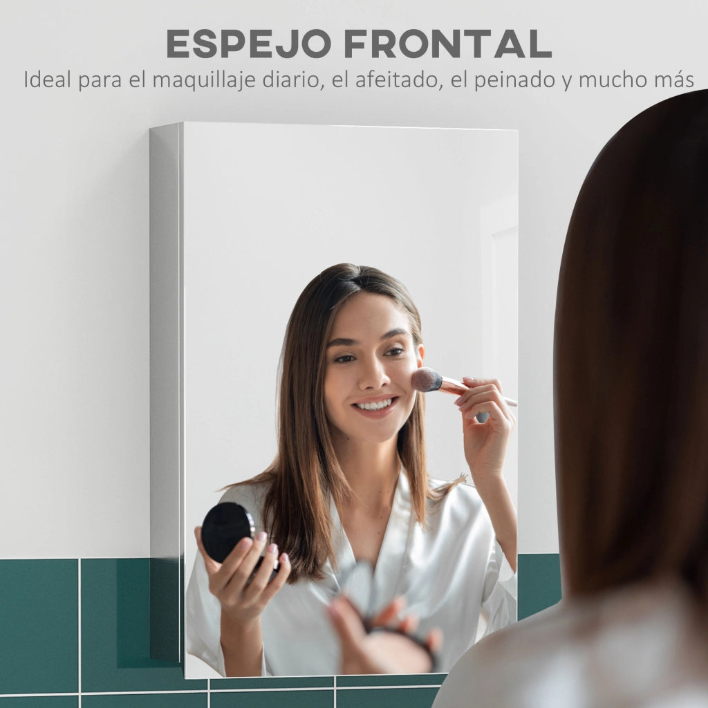 Mobile da Bagno a Parete con Specchio ¨C Xylo ¨C 3 Ripiani, Argento, 39x12x60 cm