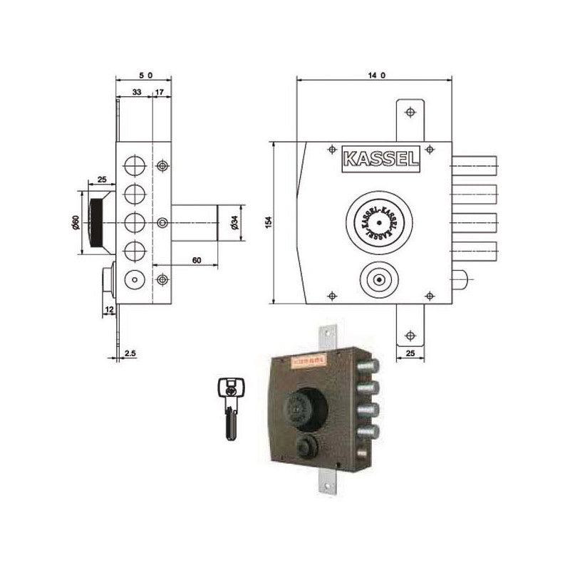 Serratura Sic.Triplice Sx Pompa 2352/Cp Kassel