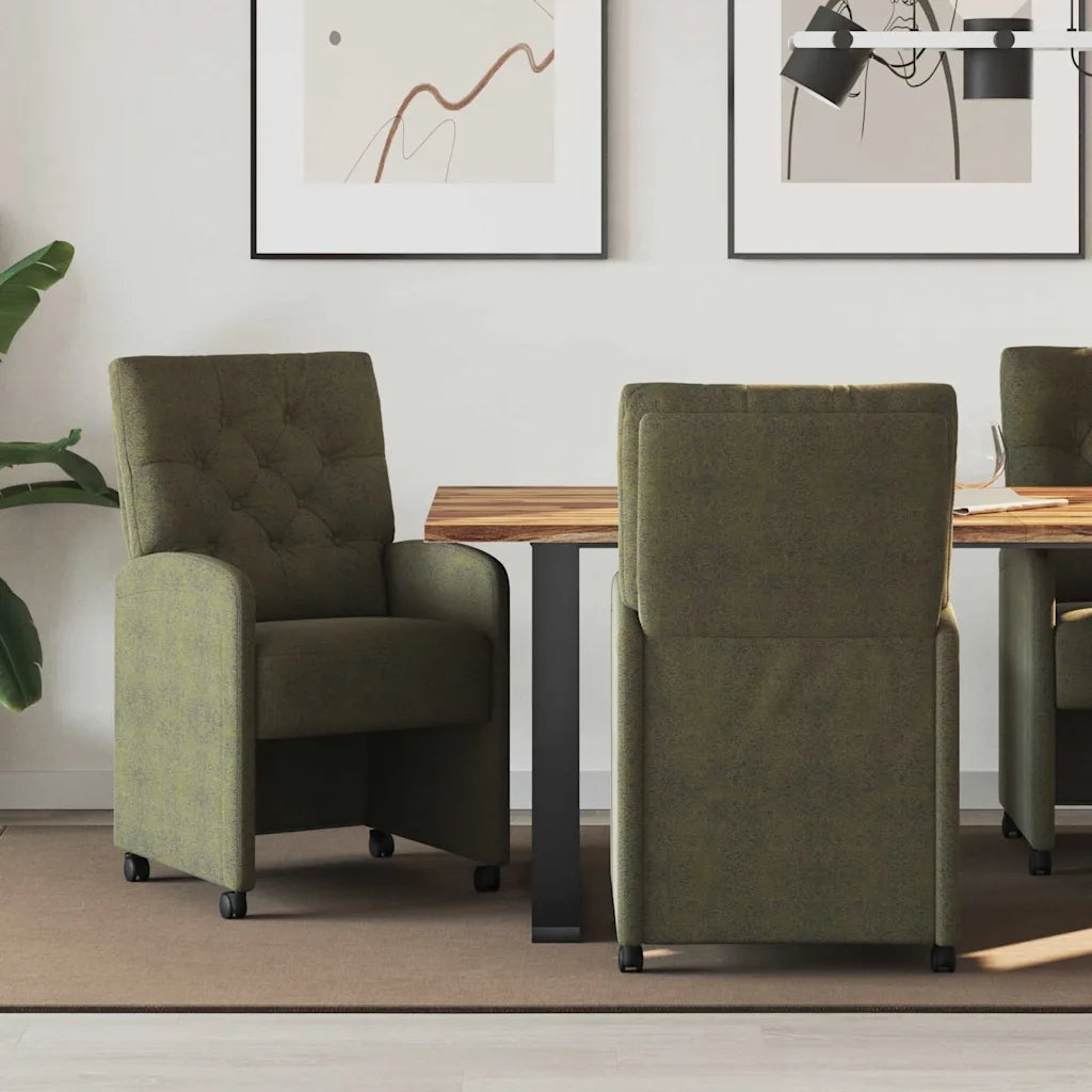 Sedie da Pranzo con Ruote 2 pcs Verde militare 58 x 67 x 97 cm 42017864