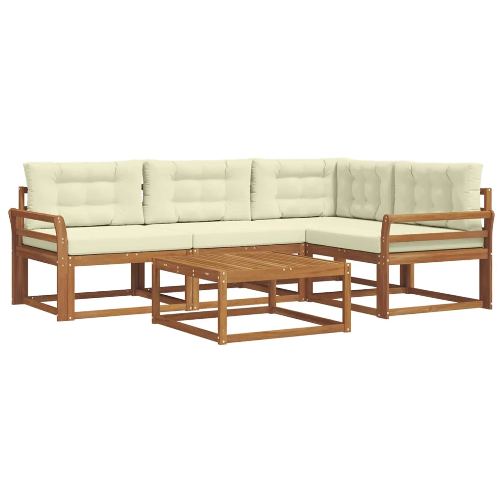 Set di divani da esterno con cuscino 5 pcs Naturale e Crema