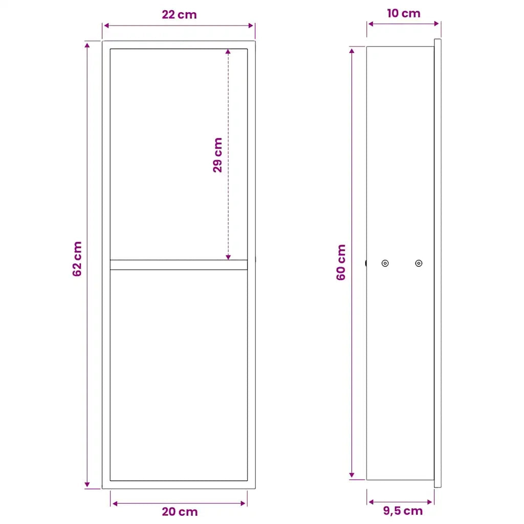 Nicchia per doccia Bianco 60 x 20 x 9,5 cm Acciaio inossidabile CFW1504801