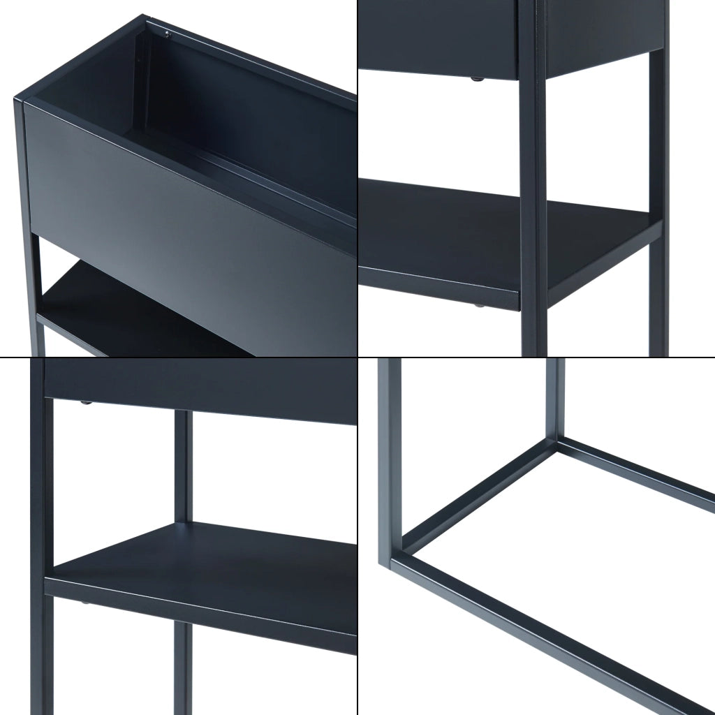 Supporto per piante da esterno supporto rialzato con ripiano 80 x 80 x 25 cm nero 03_0010364