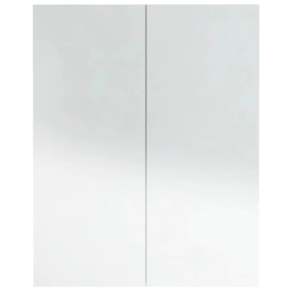 Mobiletto specchio da bagno 60 x 15 x 75cm bianco lucido MDF 02_0006708