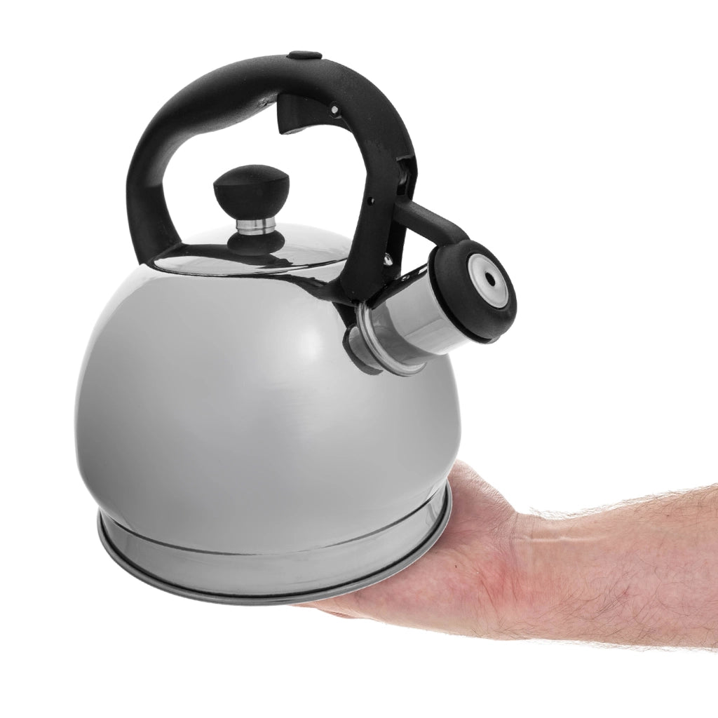 Bollitore a gas/induzione KADAX da 1,8 l con fischietto, in acciaio inox tradizionale, colore argento.