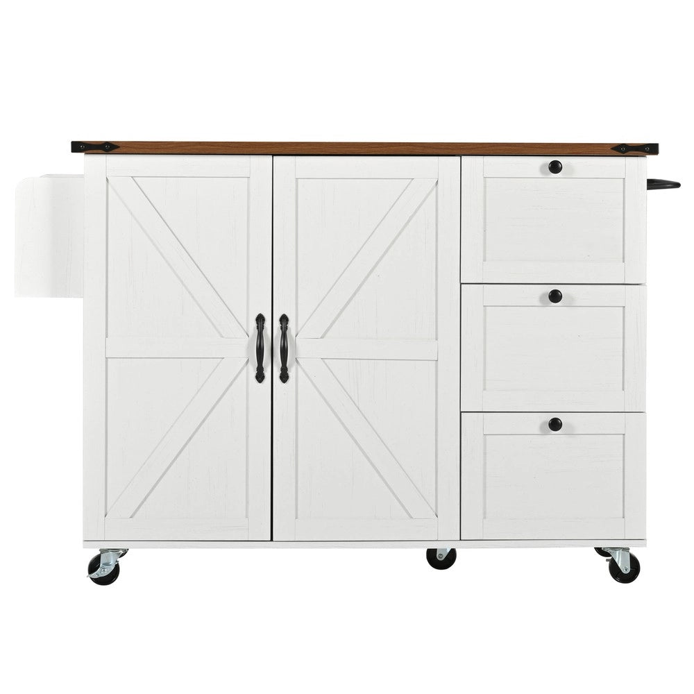 Carrello da Cucina con Piano Estraibile ¨C Xylo ¨C Legno, 2 Ante e 3 Cassetti