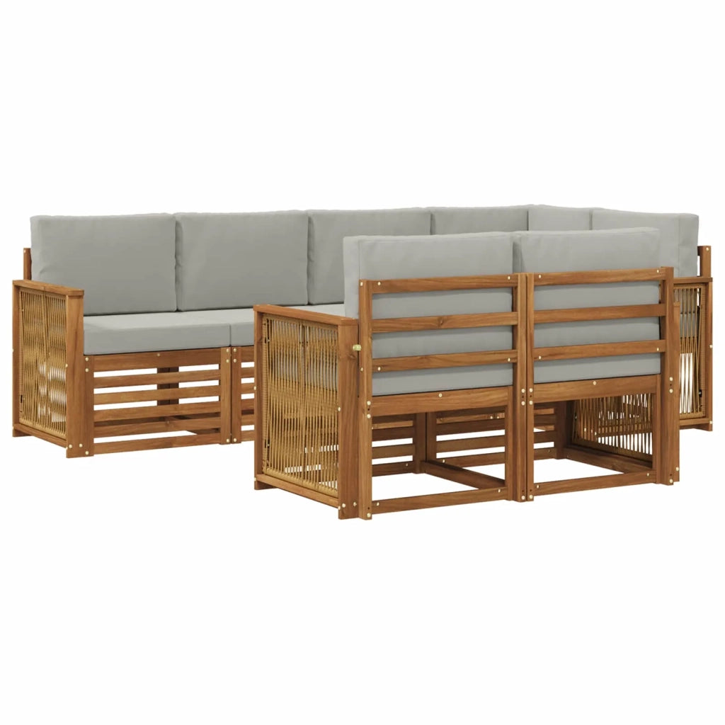Set divano sezionale con cuscino 6 pcs Naturale e Grigio Chiaro