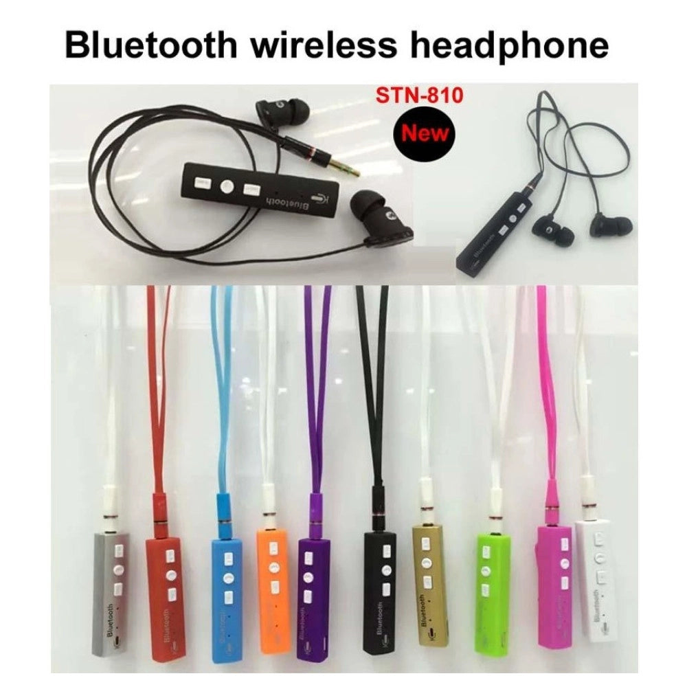 Trade Shop - Auricolare Bluetooth Cuffia Auricolare Senza Fili Bassi Potenti Stn-810 Vivavoce -