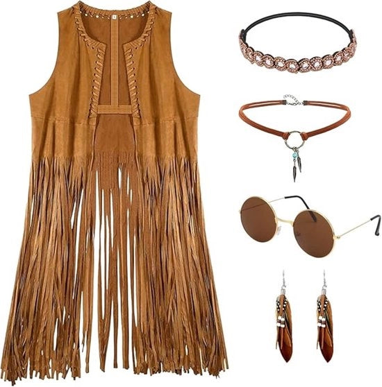 Abbigliamento Hippie - Vestito con Frange - Stile Anni '60 e '70 - Carnevale - Halloween