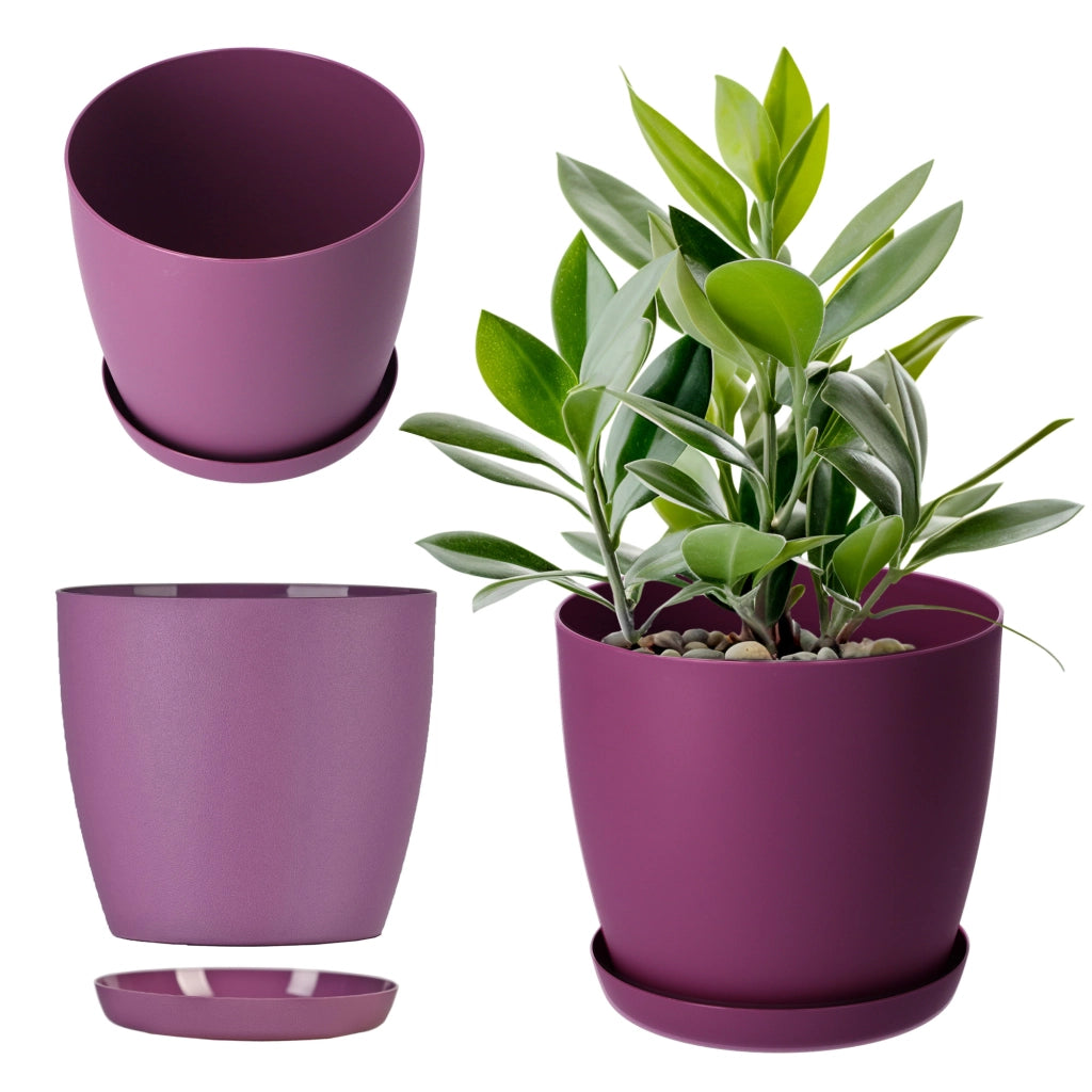 Coprivaso KADAX con sottovaso, colore viola, per soggiorno, 12 cm.