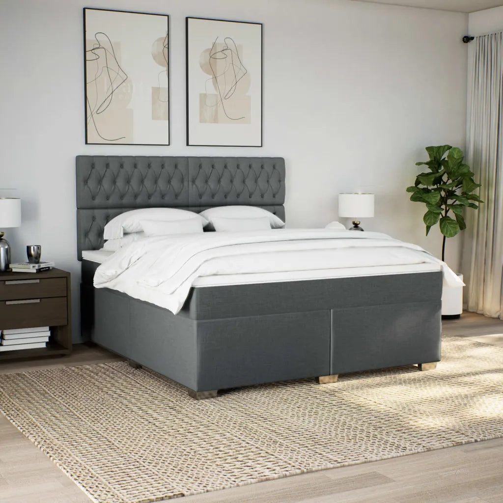 Giroletto a Molle con Materasso Grigio Scuro 180x200 cm Tessuto
