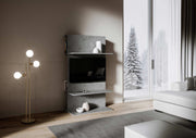 Porta TV a Parete 100x50x170,4 cm con 3 Ripiani Loki A Antracite Spatolato
