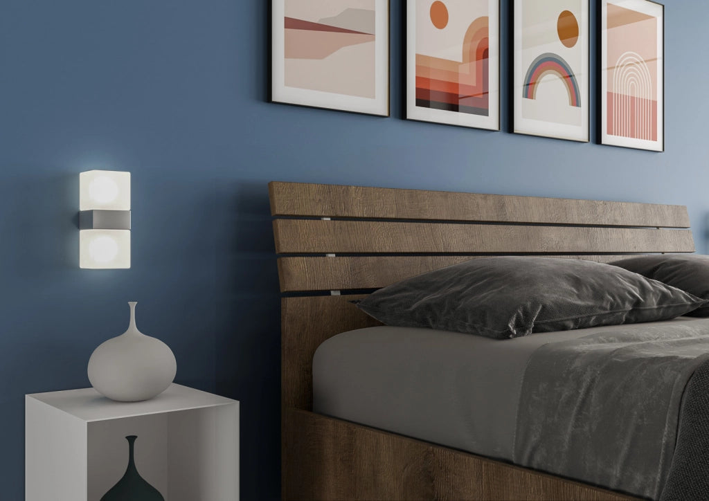 Letto Matrimoniale 160x190 cm con Rete e Contenitore Alzata Comoda Testata Inclinata a Doghe Ankel Noce