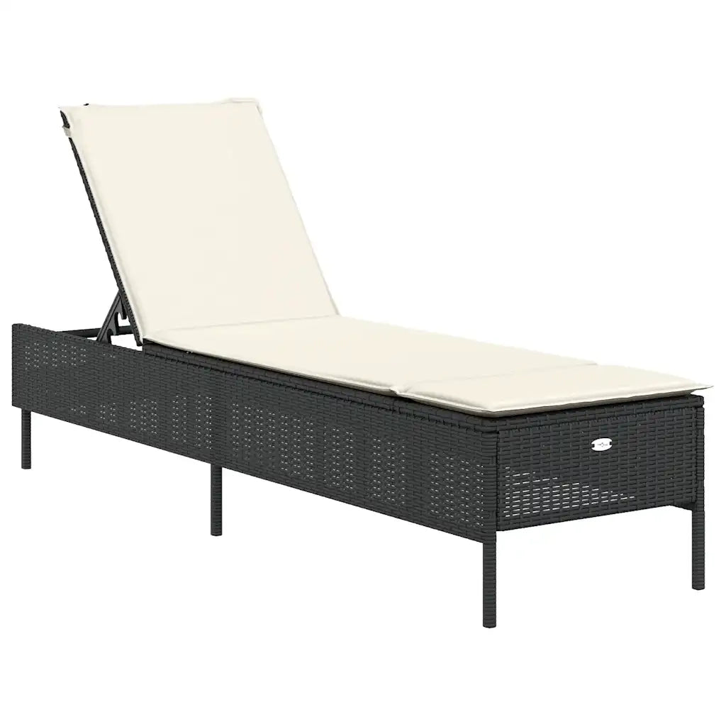 Set Lettini PrendiLettino sole | Sdraio da giardino | Lettino da sole con Cuscini 3 pz Nero in Polyrattan