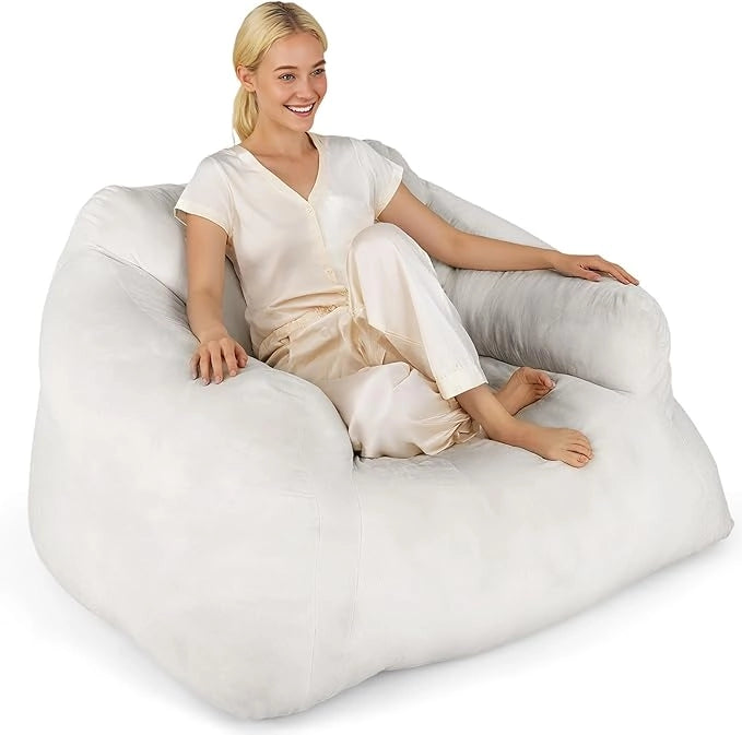 Pouf Poltrona Sacco, Divano Pigro di Peluche con Rivestimento in Velluto Morbido e Fondo Antiscivolo, Divano da Pavimento Imbottito per Soggiorno, 129 x 111 x 69 cm
