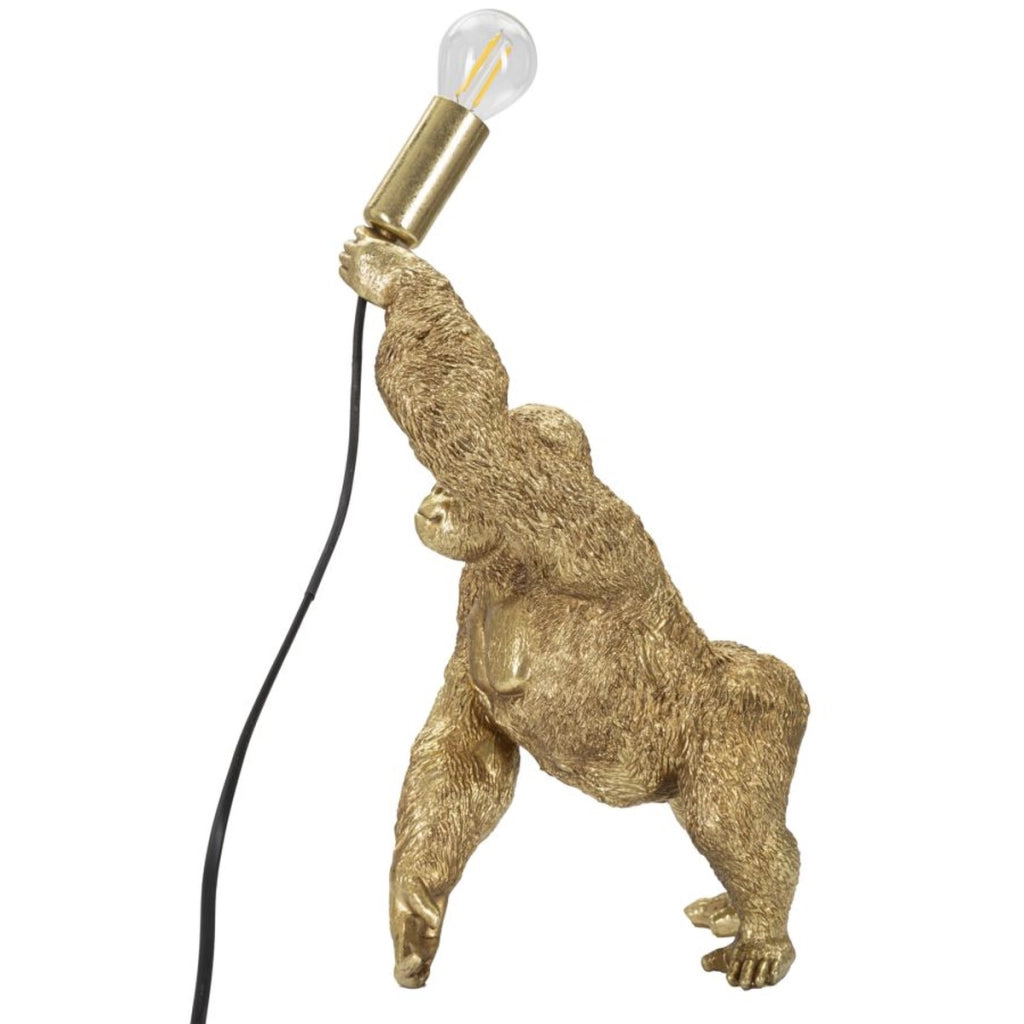 Lampada da Tavolo Gorilla 1, Oro, Poliresina, 22,5x16x40 cm, Seven Design