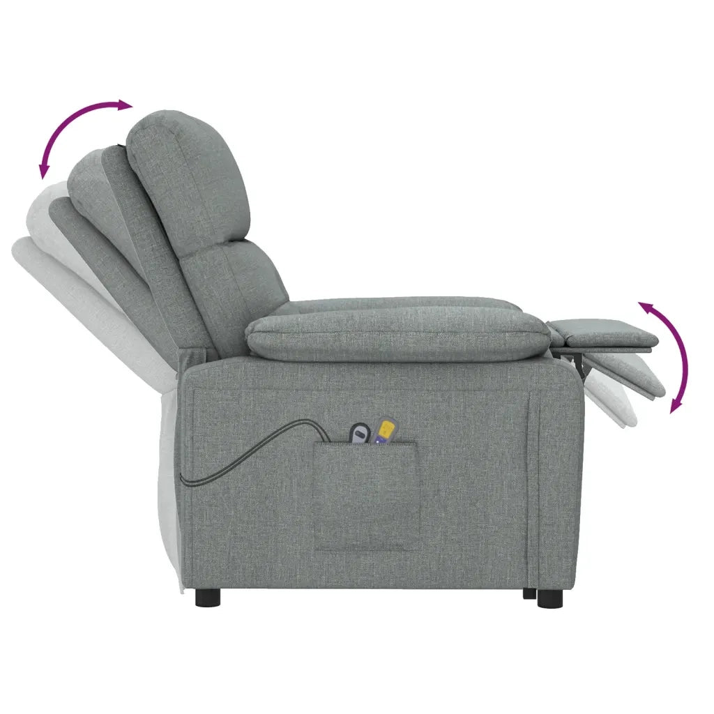 Poltrona Massaggiante | Sedia Relax Elettrica Grigio Scuro in Tessuto