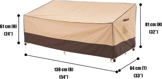 Copricuscino per divani, tessuto ecologico, impermeabile, resistente all'UV, 2 posti, copricuscino da giardino, protezione da neve in inverno, 138 x 84 x 61/81 cm