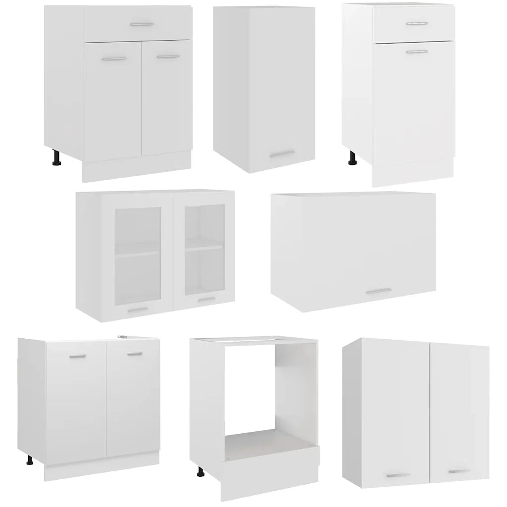 Set Armadi da Cucina 8 pz Lyon Bianco in Legno Multistrato 3067647