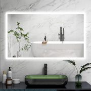 AICA Specchio 100x60cm,3 colori,Memoria, Antifog,Regorabile,Retroilluminato,doppio interruttore