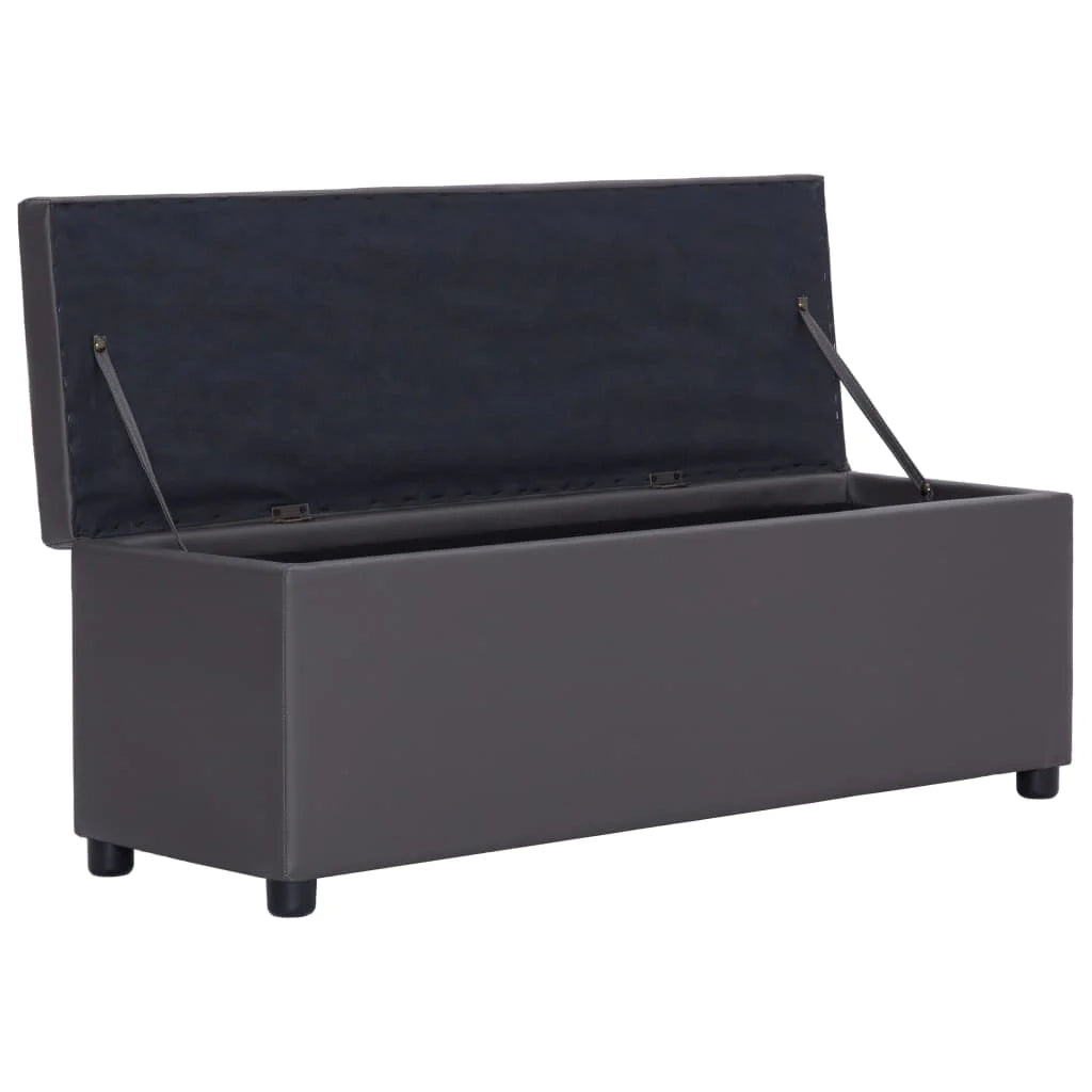 Panca con vano contenitore 116 cm similpelle grigia 02_0010839